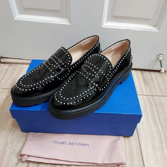 Stuart Weitzman Pearl Parker Patent Leather Chunky Loafer - Picture 3 of 11